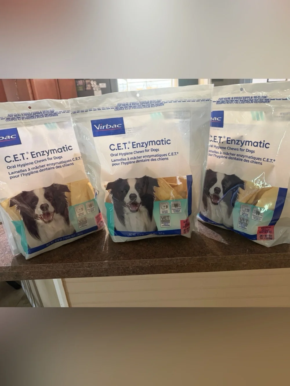 C.E.T. Enzymatic Dog Dental Chews medium chewy treats new 3 bags $$100